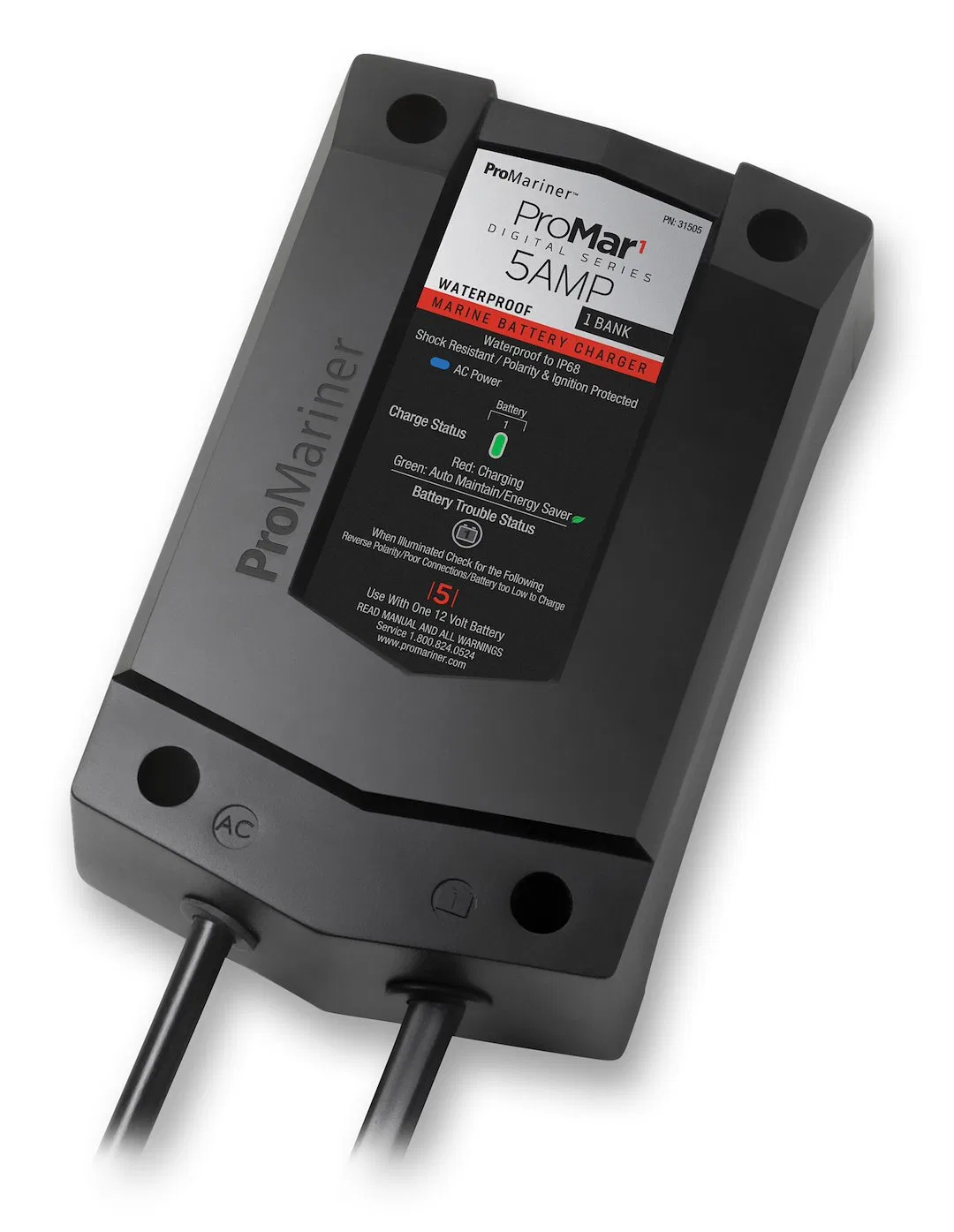 31505 – PRO MARINER Battery Charger, For 12 Volt Marine Batteries 1 Bank Charger 120 Volt Power Supply 4 Step Fully A...